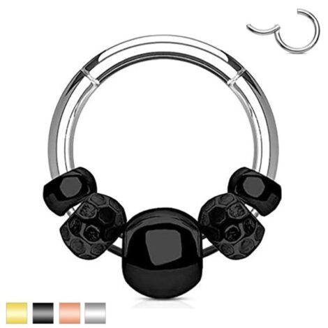 Hinged Segment Ring With 5 Mixed Shaped Steel Beads - Image 5