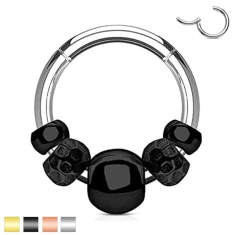 Hinged Segment Ring With 5 Mixed Shaped Steel Beads