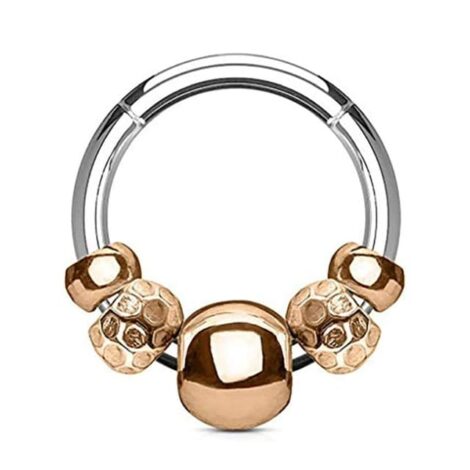 Hinged Segment Ring With 5 Mixed Shaped Steel Beads - Image 3