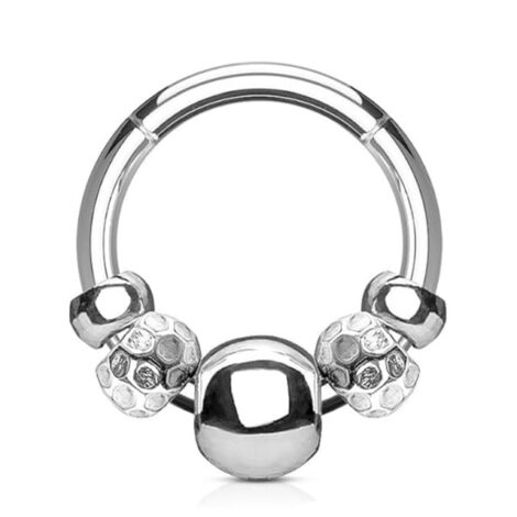 Hinged Segment Ring With 5 Mixed Shaped Steel Beads - Image 4