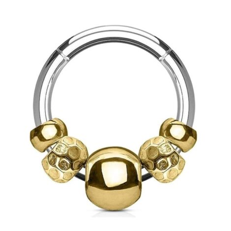 Hinged Segment Ring With 5 Mixed Shaped Steel Beads - Image 2