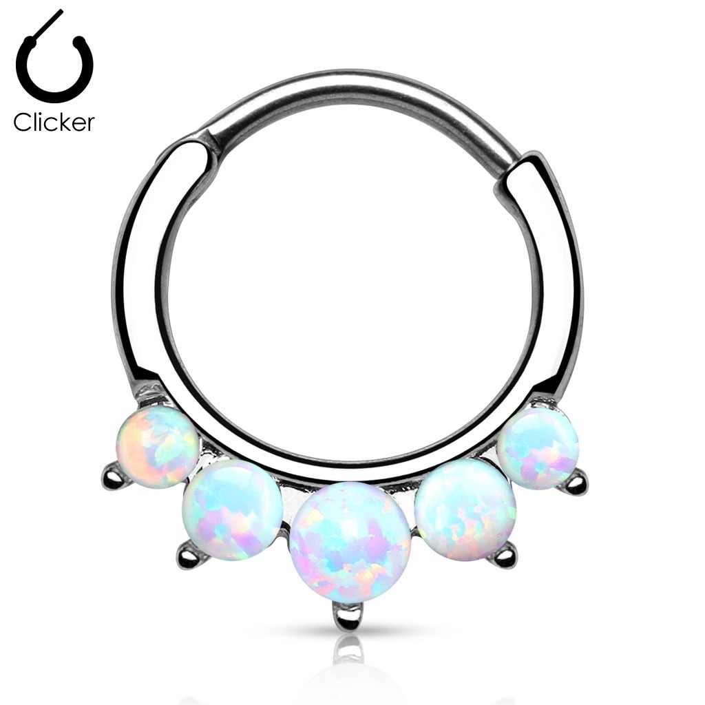 Septum Clicker Round Hinged Princess Drop with 5 Opals