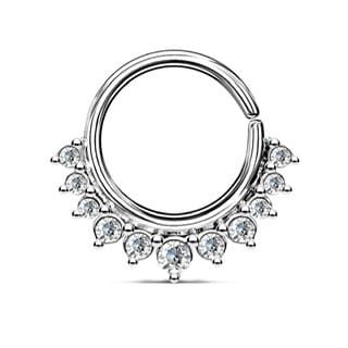 Daith Septum Bendable Hoop Ring with Crystal Paved Half Circle - Image 6
