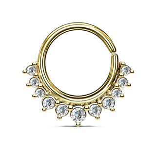 Daith Septum Bendable Hoop Ring with Crystal Paved Half Circle - Image 7