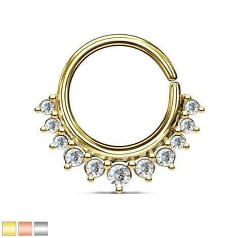 Daith Septum Bendable Hoop Ring with Crystal Paved Half Circle
