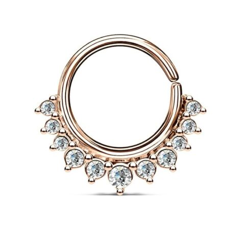 Daith Septum Bendable Hoop Ring with Crystal Paved Half Circle - Image 4
