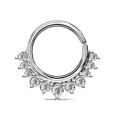 Daith Septum Bendable Hoop Ring with Crystal Paved Half Circle - Image 3