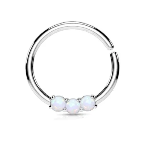 Septum Daith 3 Prong Set Opal Bendable Hoop Ring - Image 3