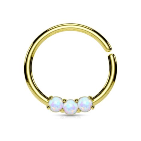 Septum Daith 3 Prong Set Opal Bendable Hoop Ring - Image 2