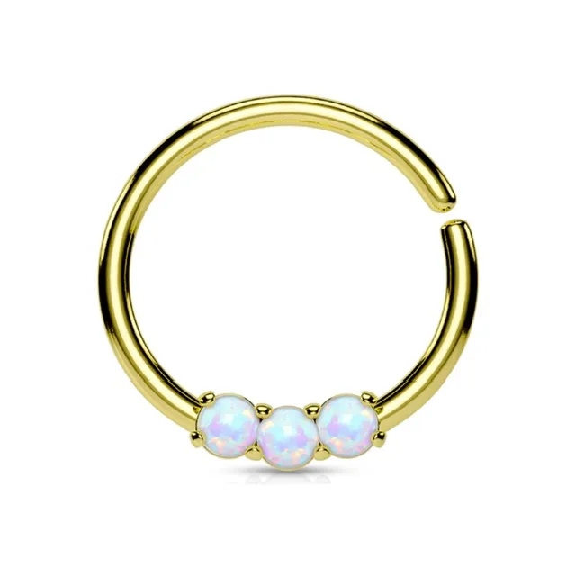 Septum Daith 3 Prong Set Opal Bendable Hoop Ring