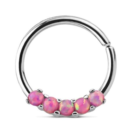 Septum Daith 5 Prong Set Opal Bendable Hoop Ring - Image 5