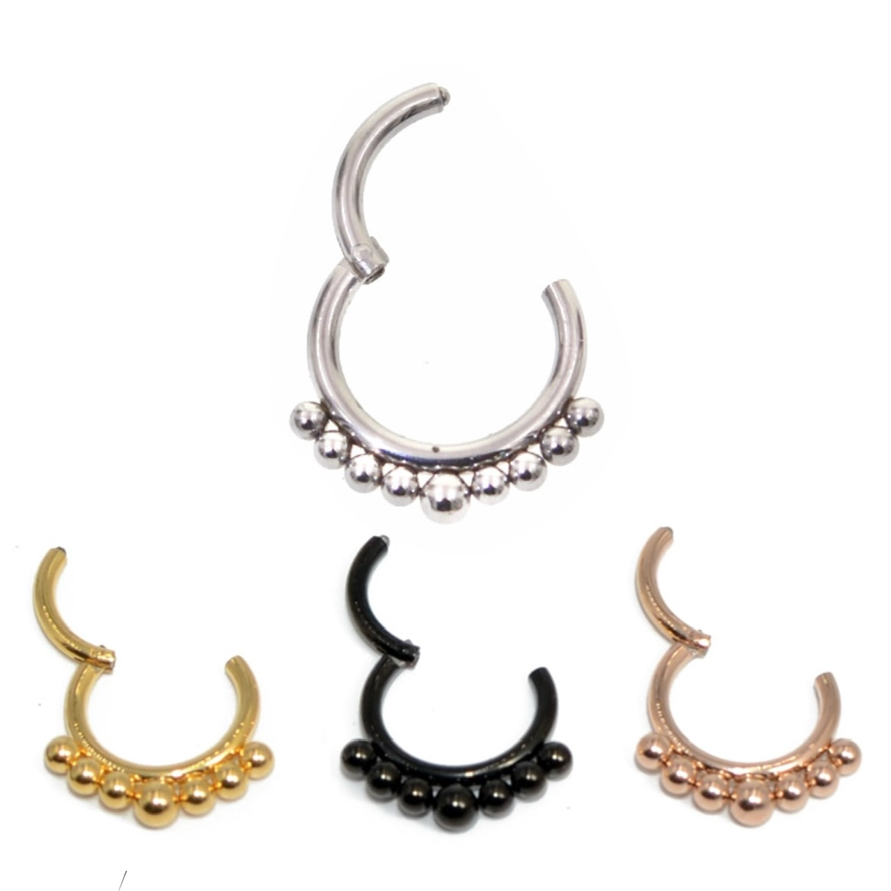 Hinged Segment Ring With Small Bead Row - Image 1