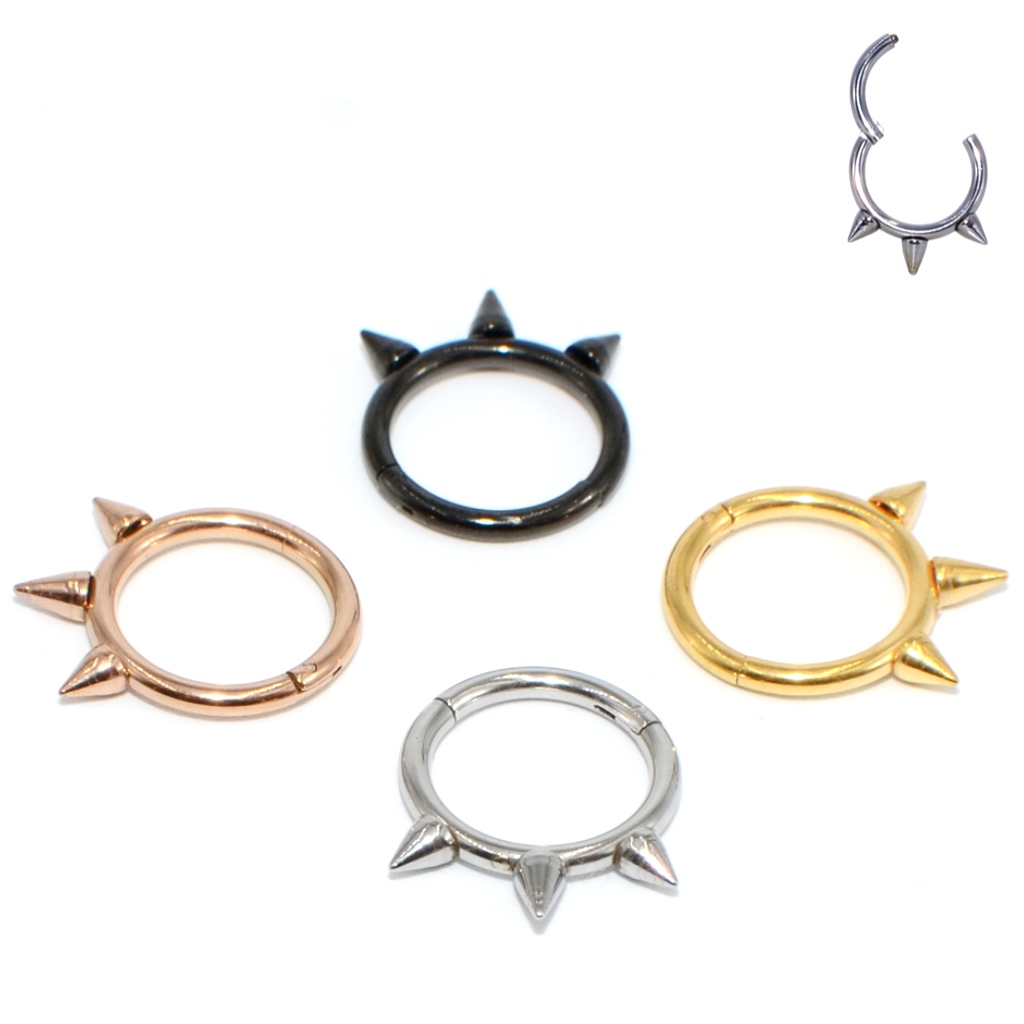 Hinged Segment Ring With Triple Spike Row