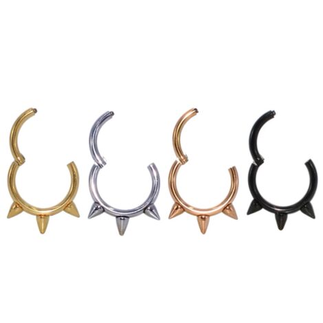 Hinged Segment Ring With Triple Spike Row - Image 2