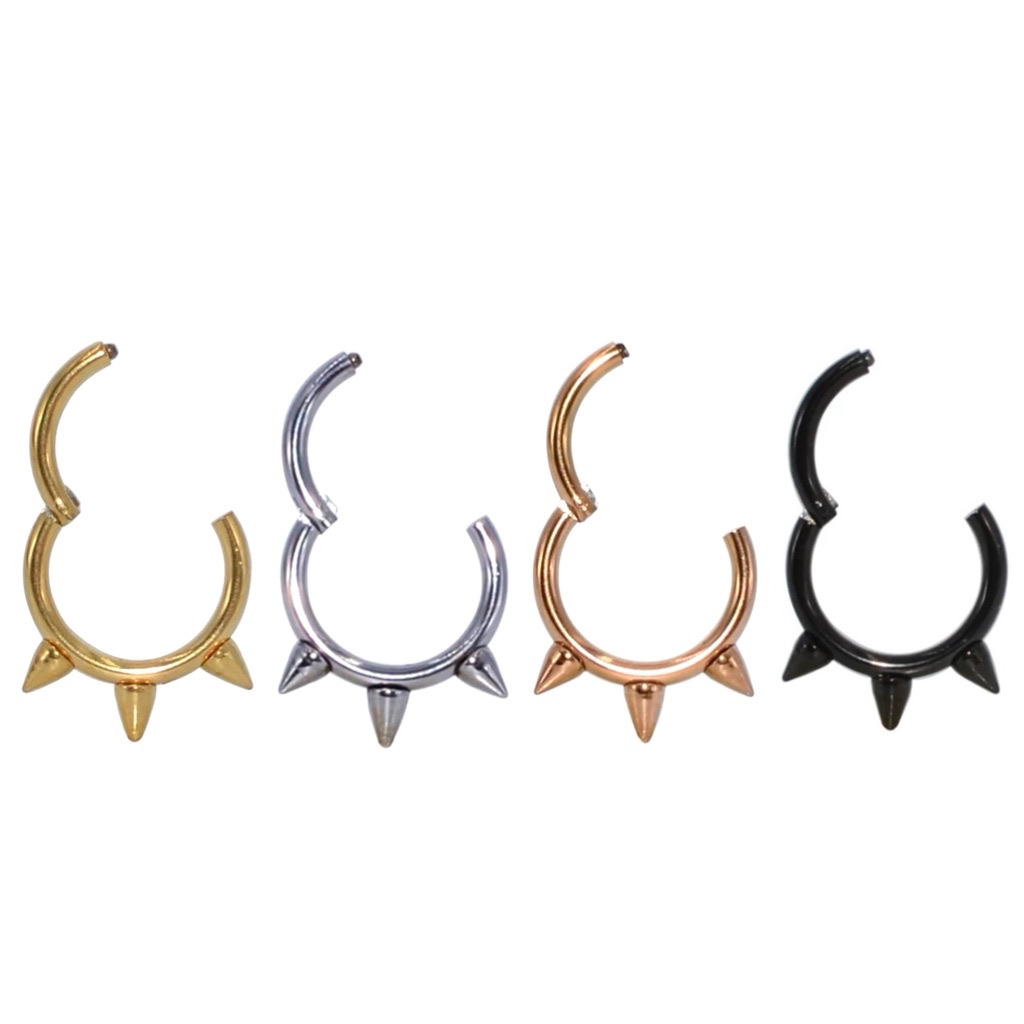 Hinged Segment Ring With Triple Spike Row