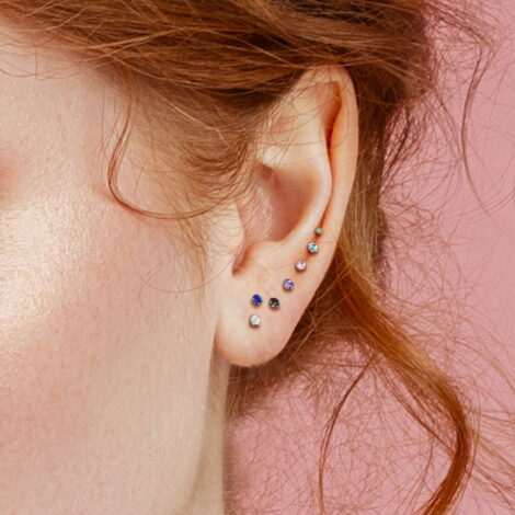 16G CZ Round Prong Set Top, Labret Monroe Cartilage Stud in IP Titanium - Image 5