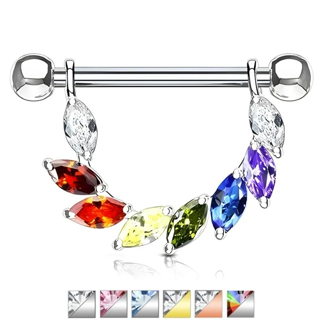 Marquise CZ Bridge Shield Nipple Ring Barbell Pairs