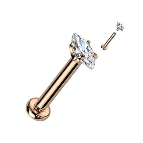 16G CZ Marquise Prong Set, Labret Monroe Cartilage Tragus Stud - Image 7