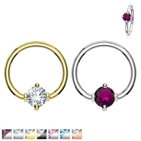 Prong Set Round CZ Multi Directional Captive Bead Ring