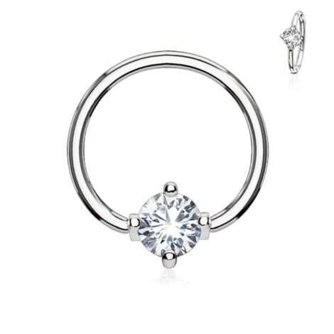 Prong Set Round CZ Multi Directional Captive Bead Ring - Image 10