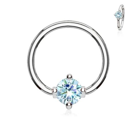 Prong Set Round CZ Multi Directional Captive Bead Ring - Image 9