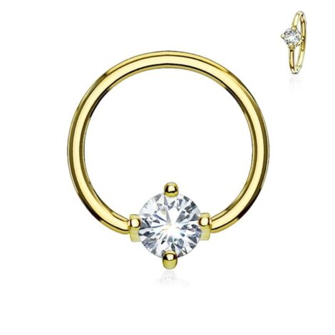 Prong Set Round CZ Multi Directional Captive Bead Ring - Image 6
