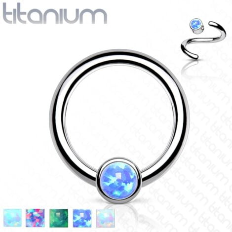 G23 Titanium Captive Bead Ring With Rotatable Opal Setting