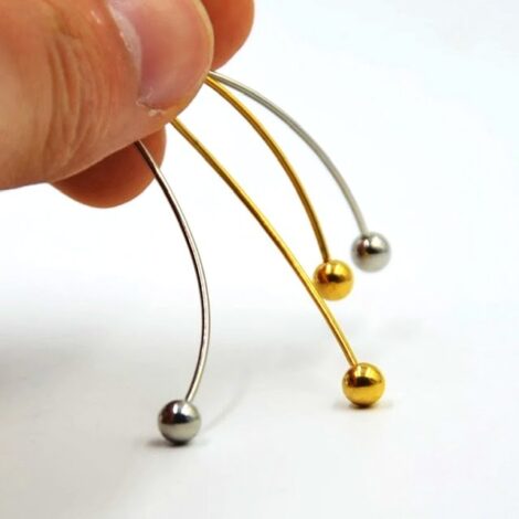 316L Surgical Steel Long Drop Curved Barbell 18G Lobe Earring - Image 3