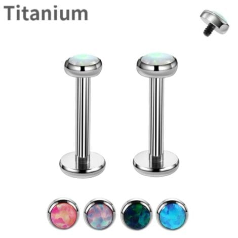 Titanium Labret Stud Internally Threaded with Opal Tops