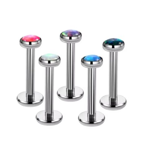Titanium Labret Stud Internally Threaded with Opal Tops - Image 2