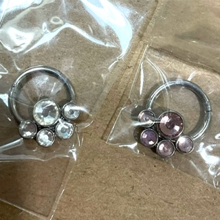 Hinged Segment Ring Lined With Five CZ Gems, Daith Septum - Image 2
