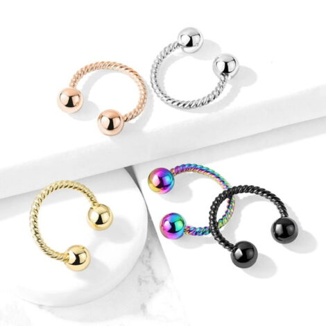 Horseshoe Barbell Twisted Rope Bar for Cartilage Septum - Image 4