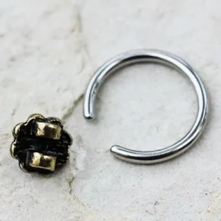 Cartilage Septum Lip Ring Rotatable With Blue Opal Star Snap In Bead - Image 4
