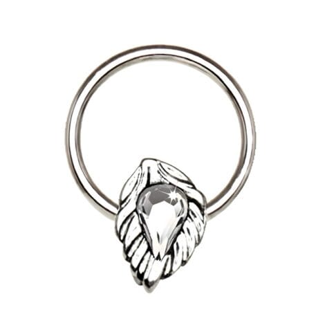 Jewelled Leaf Snap In Bead Captive Bed Ring, Septum Daith