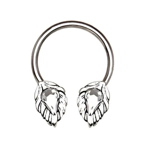Jewelled Leaf Ends Horseshoe Circular Barbell