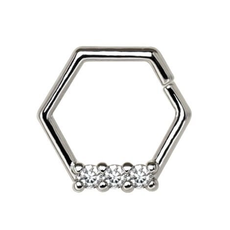 Multi Jewelled Hexagon Ring for Septum Daith