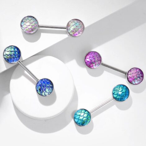 Aurora Borealis Mermaid Fish Scales Nipple Ring Pairs - Image 1