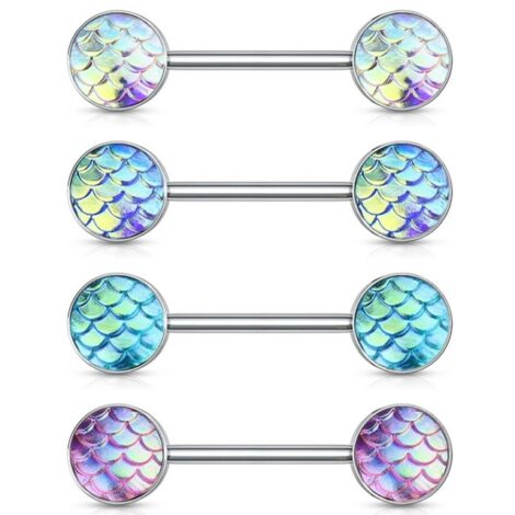 Aurora Borealis Mermaid Fish Scales Nipple Ring Pairs - Image 2
