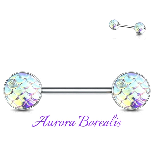 Aurora Borealis Mermaid Fish Scales Nipple Ring Pairs