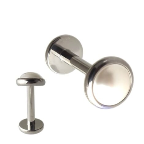 G23 Titanium Domed White Pearl Labret With Internal Threading - Image 2