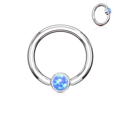 Opal Set Flat Back Rotatable Ball Captive Bead Ring - Image 11
