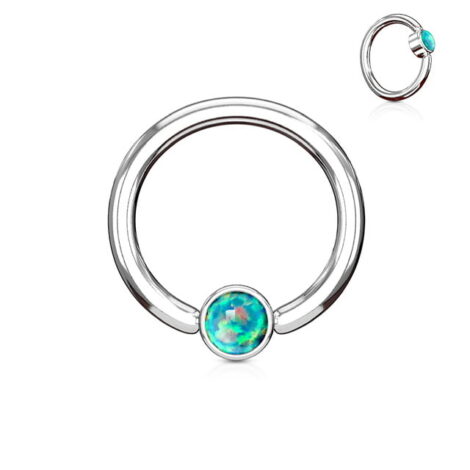 Opal Set Flat Back Rotatable Ball Captive Bead Ring - Image 9