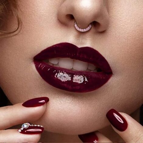 Septum Daith Hoop Ring with Half Circle of 9 Lined CZ - Image 2
