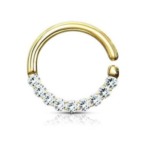 Septum Daith Hoop Ring with Half Circle of 9 Lined CZ - Image 3