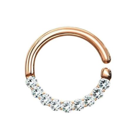Septum Daith Hoop Ring with Half Circle of 9 Lined CZ - Image 7