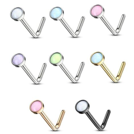 20G Illuminating Stone L-Bend Nose Stud Ring - Image 2