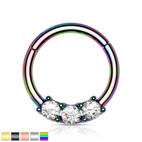 Hinged Segment Ring High Quality Precision 3-CZ Set Hoop