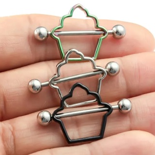 Nipple Ring Barbell Pairs with Fun Shaped Shields - Image 6