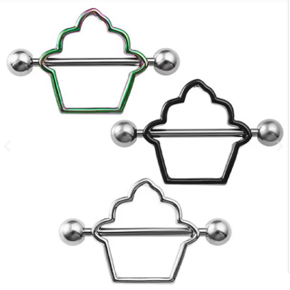 Nipple Ring Barbell Pairs with Fun Shaped Shields - Image 7