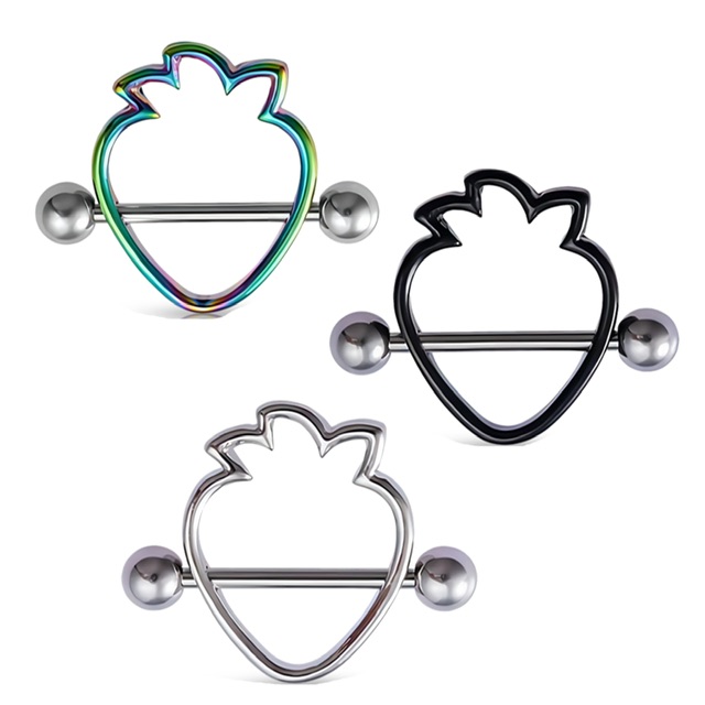 Nipple Ring Barbell Pairs with Fun Shaped Shields